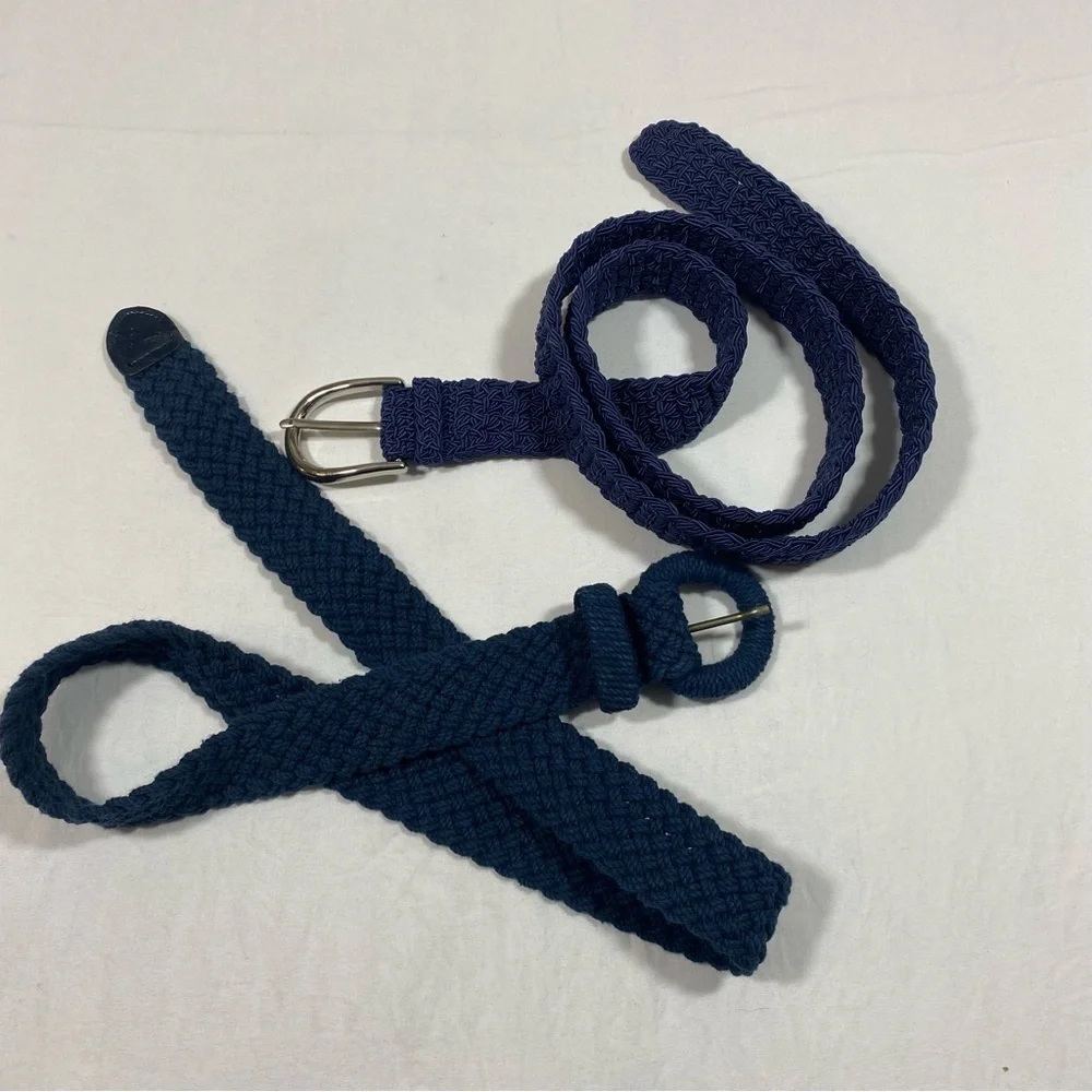 Liz Claiborne Navy Braided Belt Set of 2 Navy Belts Large unisex Belts